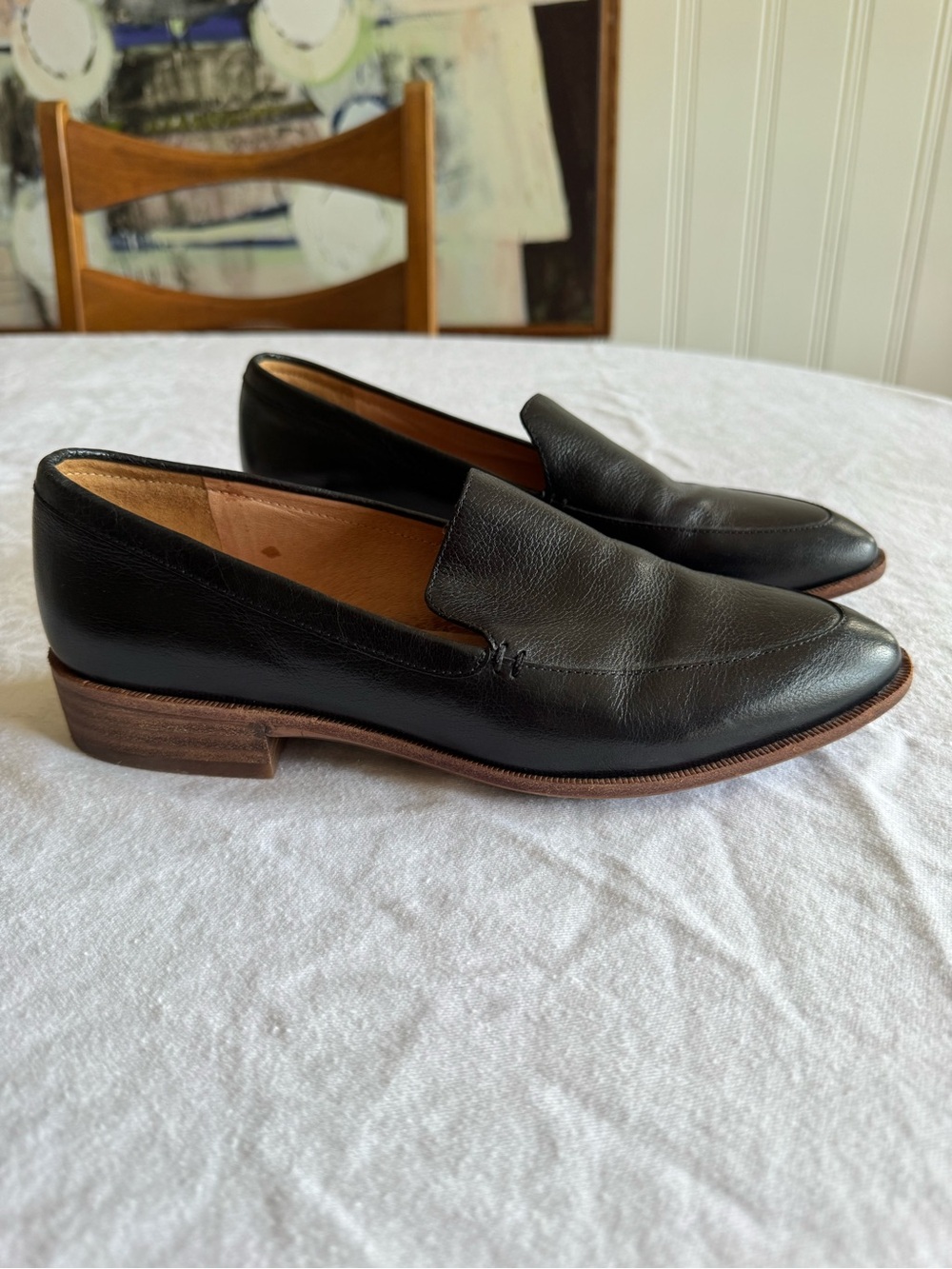 Madewell Black Leather Slip-On Loafers size 8